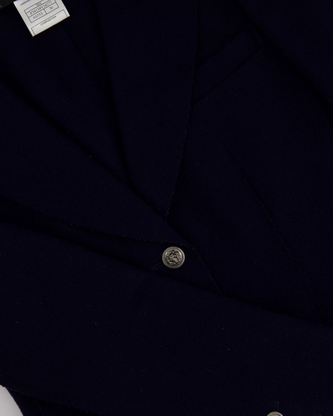 Top Quality Chanel Navy Wool Blazer Jacket with Silver CC Button Detail FR 36 (UK 8)