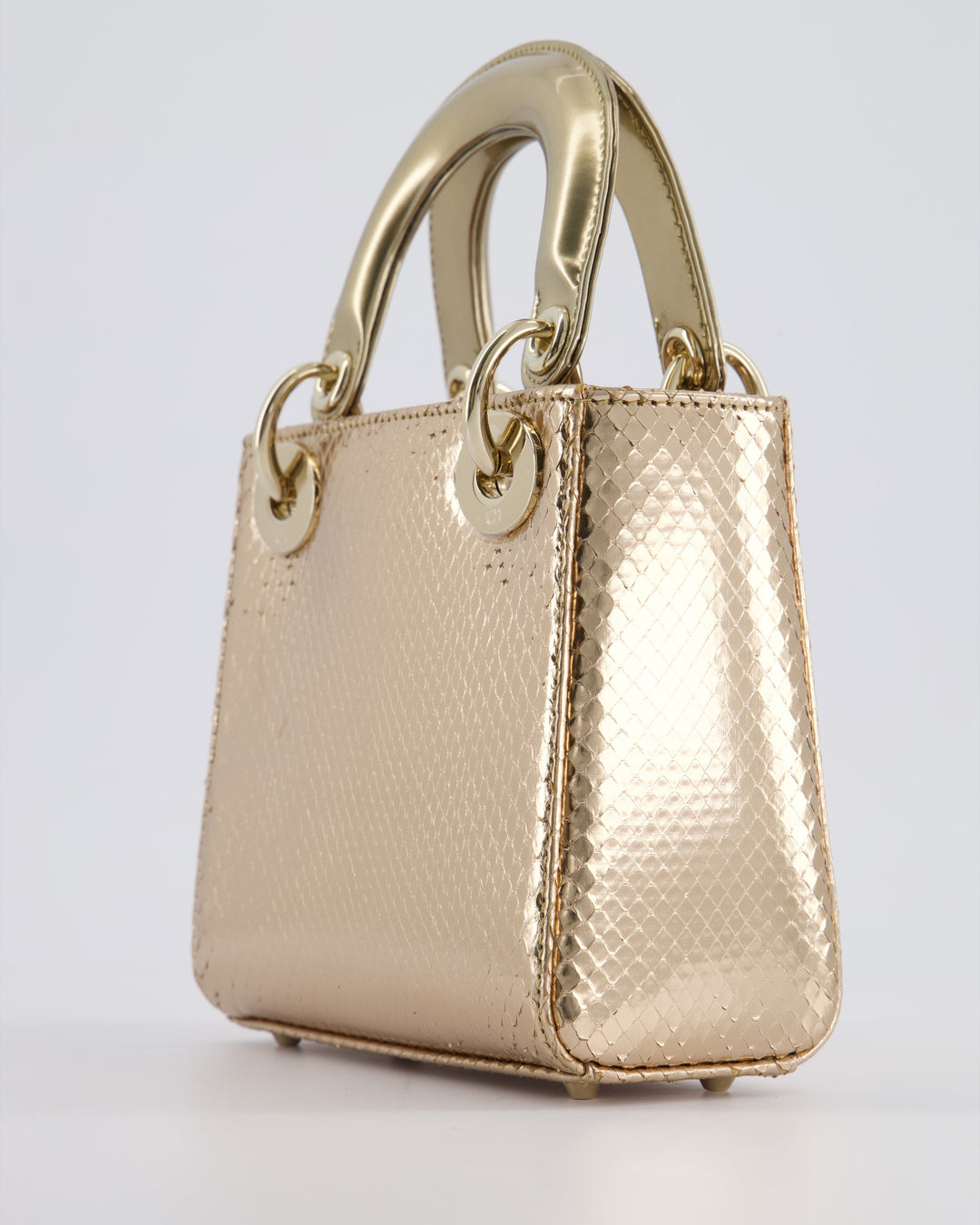 *HOT* Christian Top quality Dior Bronze Mini Lady Top quality Dior Bag In Python Leather with Champagne Gold Hardware