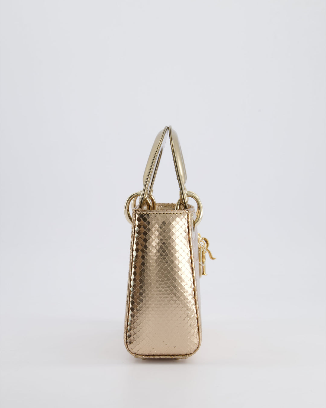 *HOT* Christian Top quality Dior Bronze Mini Lady Top quality Dior Bag In Python Leather with Champagne Gold Hardware