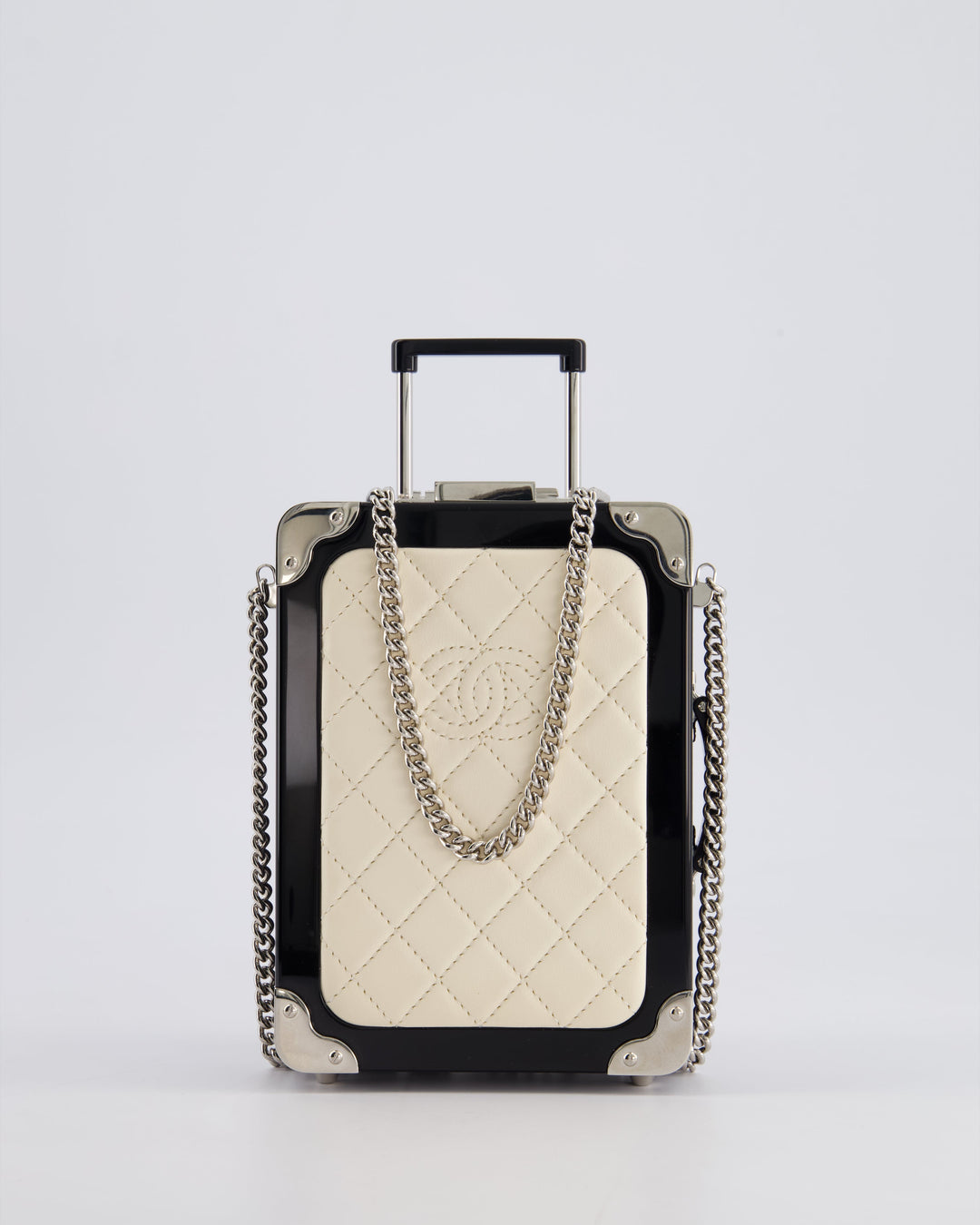 *RARE* Top Quality Chanel 2016 Airlines Evening In The Air Trolley Minaudi√®re Bag with Silver Hardware and Quilted Leather with CC Logo Detail