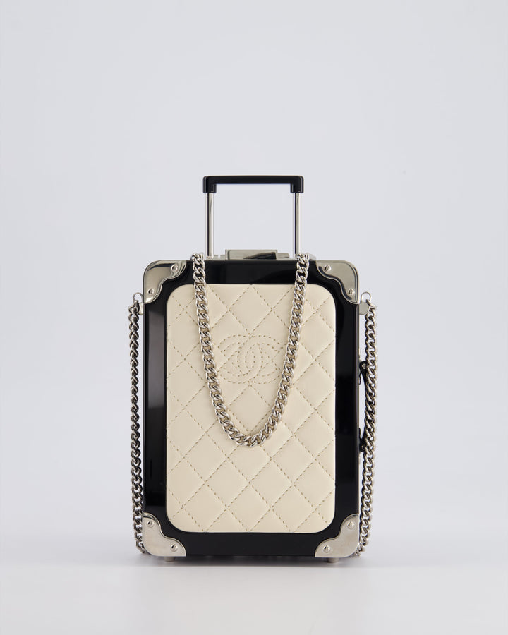 *RARE* Top Quality Chanel 2016 Airlines Evening In The Air Trolley Minaudi√®re Bag with Silver Hardware and Quilted Leather with CC Logo Detail