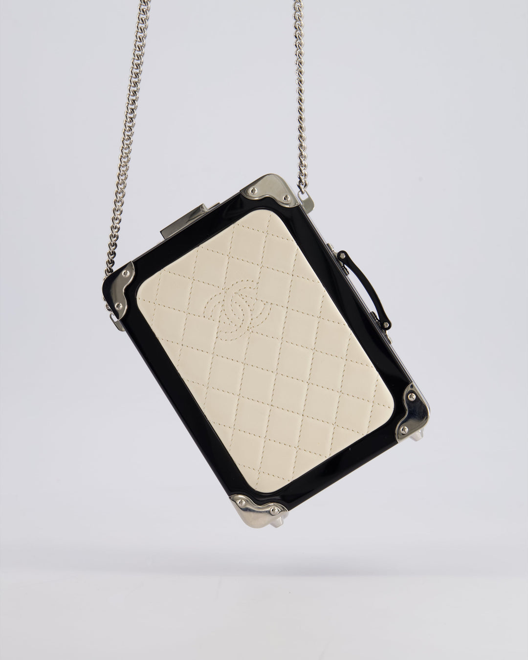 *RARE* Top Quality Chanel 2016 Airlines Evening In The Air Trolley Minaudi√®re Bag with Silver Hardware and Quilted Leather with CC Logo Detail