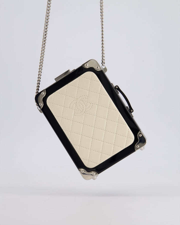 *RARE* Top Quality Chanel 2016 Airlines Evening In The Air Trolley Minaudi√®re Bag with Silver Hardware and Quilted Leather with CC Logo Detail