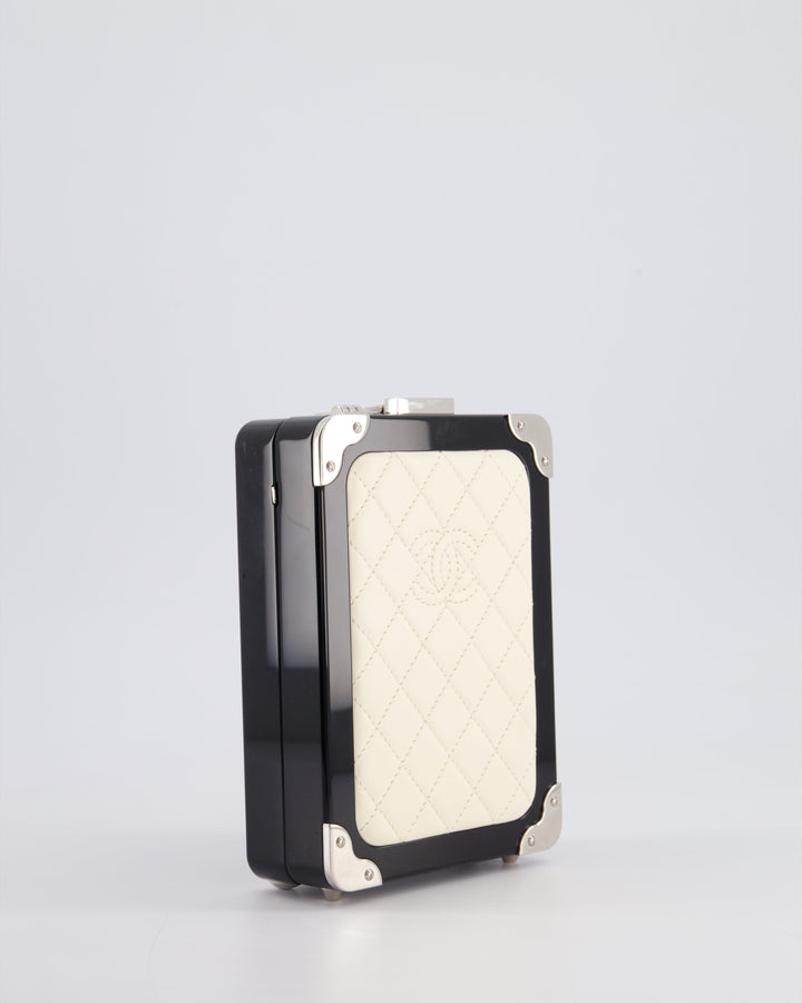 *RARE* Top Quality Chanel 2016 Airlines Evening In The Air Trolley Minaudi√®re Bag with Silver Hardware and Quilted Leather with CC Logo Detail