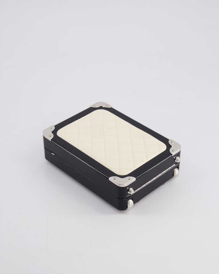 *RARE* Top Quality Chanel 2016 Airlines Evening In The Air Trolley Minaudi√®re Bag with Silver Hardware and Quilted Leather with CC Logo Detail