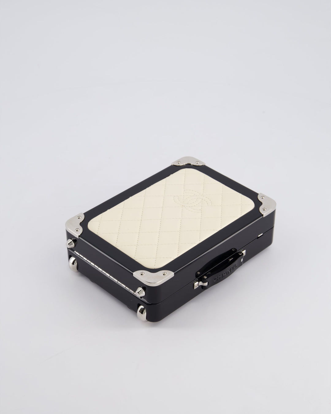 *RARE* Top Quality Chanel 2016 Airlines Evening In The Air Trolley Minaudi√®re Bag with Silver Hardware and Quilted Leather with CC Logo Detail