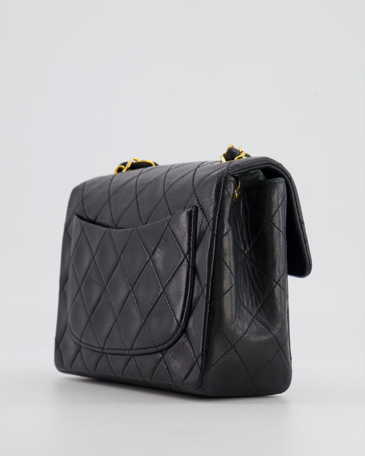 Top Quality Chanel Vintage Black Mini Square Single Flap Bag in Lambskin Leather with 24K Gold Hardware