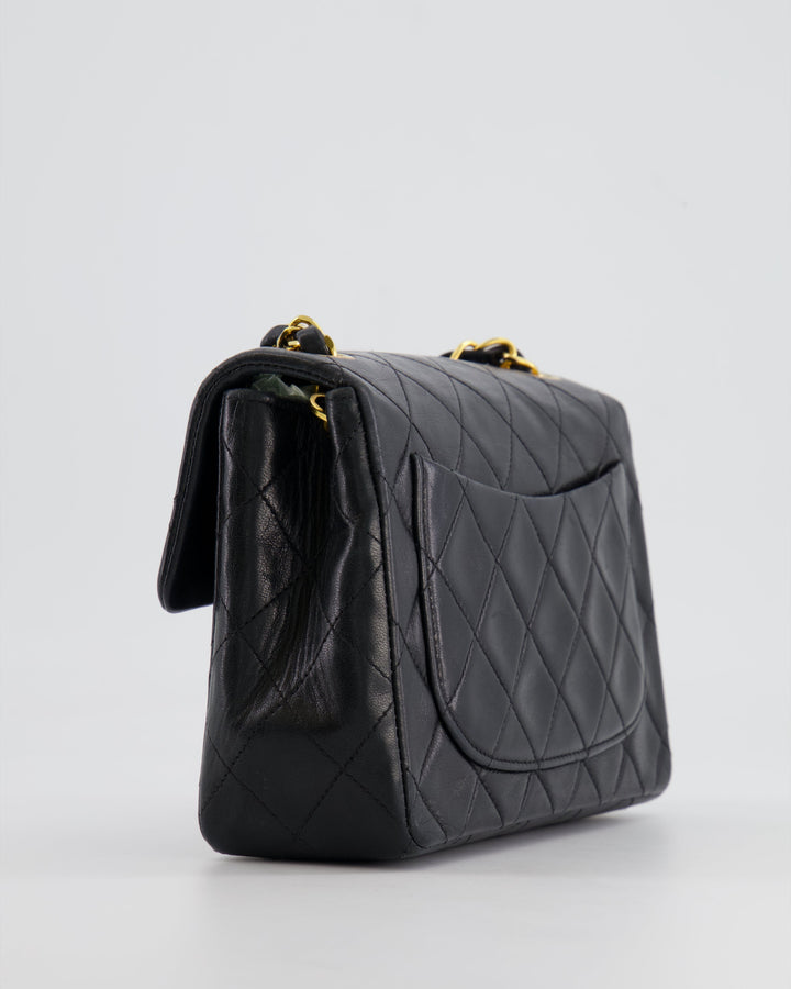 Top Quality Chanel Vintage Black Mini Square Single Flap Bag in Lambskin Leather with 24K Gold Hardware