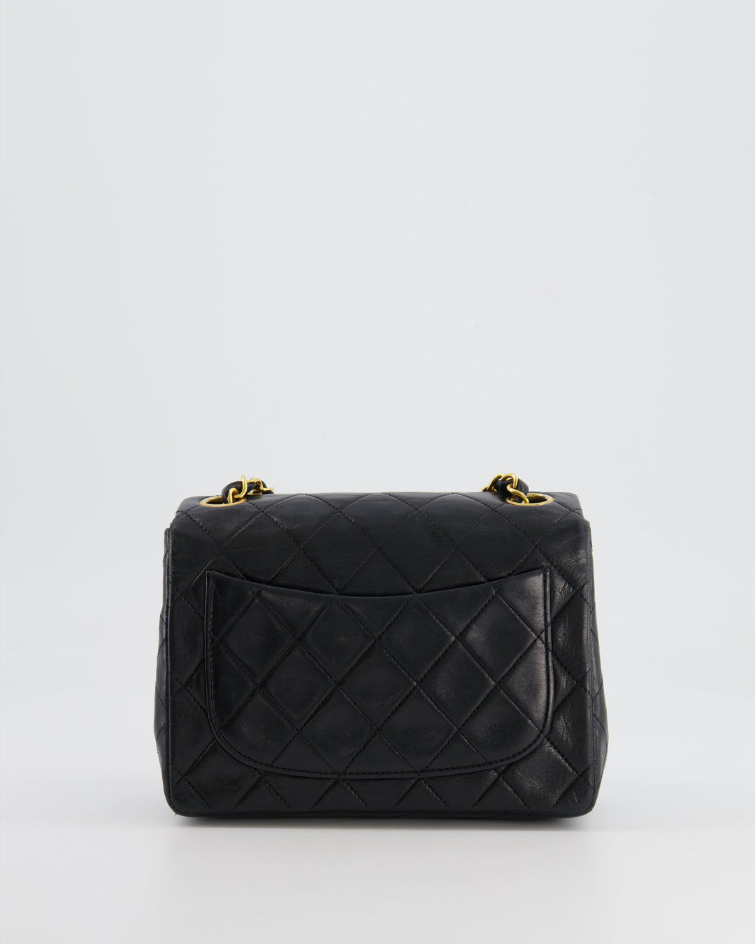 Top Quality Chanel Vintage Black Mini Square Single Flap Bag in Lambskin Leather with 24K Gold Hardware