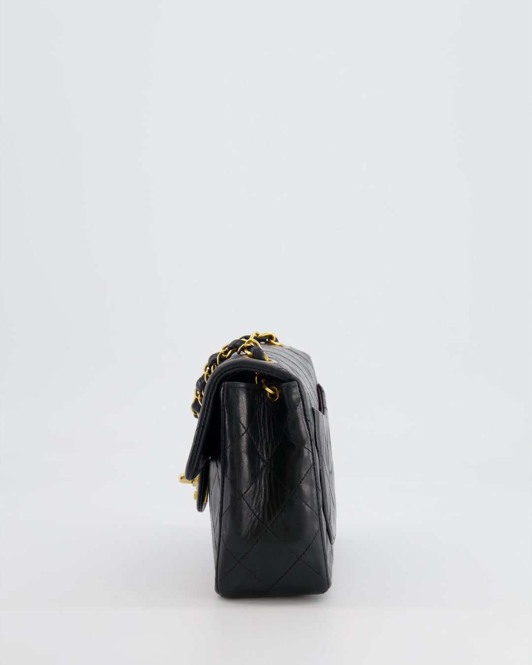 Top Quality Chanel Vintage Black Mini Square Single Flap Bag in Lambskin Leather with 24K Gold Hardware