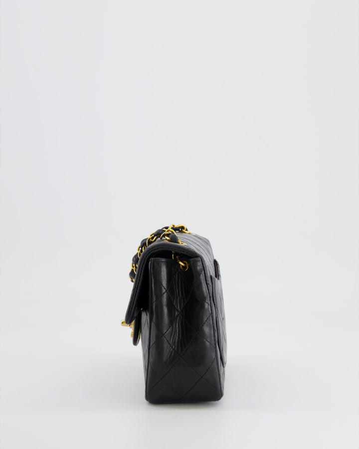Top Quality Chanel Vintage Black Mini Square Single Flap Bag in Lambskin Leather with 24K Gold Hardware