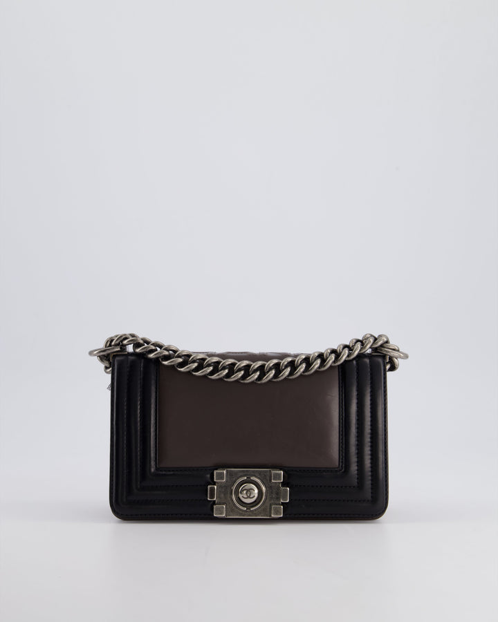 *FIRE PRICE* Top Quality Chanel Brown and Black Small Boy Bag in Smooth Calfskin with Ruthenium Hardware
