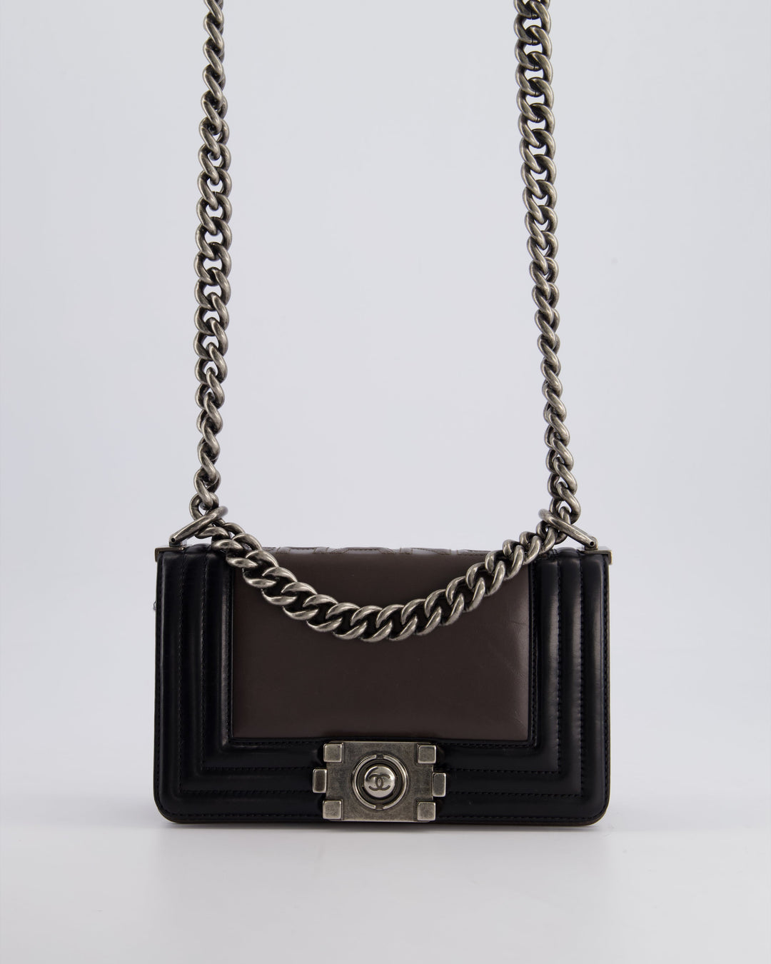 *FIRE PRICE* Top Quality Chanel Brown and Black Small Boy Bag in Smooth Calfskin with Ruthenium Hardware