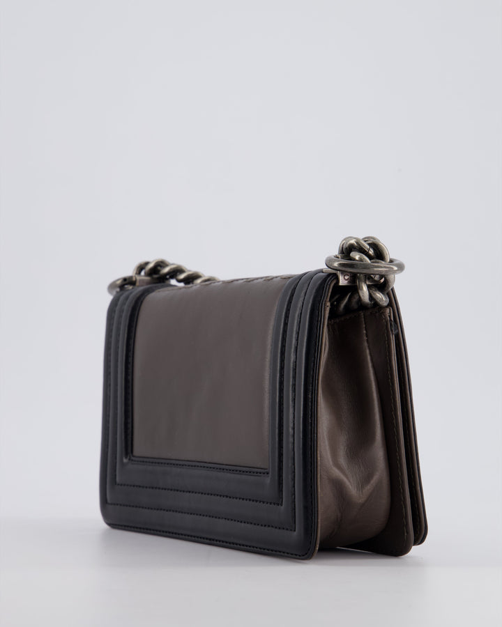*FIRE PRICE* Top Quality Chanel Brown and Black Small Boy Bag in Smooth Calfskin with Ruthenium Hardware