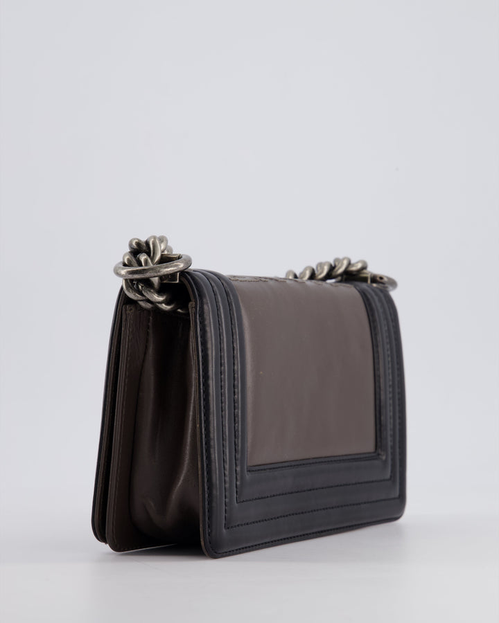 *FIRE PRICE* Top Quality Chanel Brown and Black Small Boy Bag in Smooth Calfskin with Ruthenium Hardware