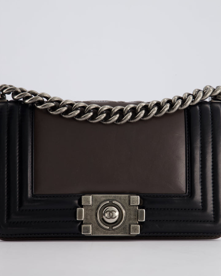 *FIRE PRICE* Top Quality Chanel Brown and Black Small Boy Bag in Smooth Calfskin with Ruthenium Hardware