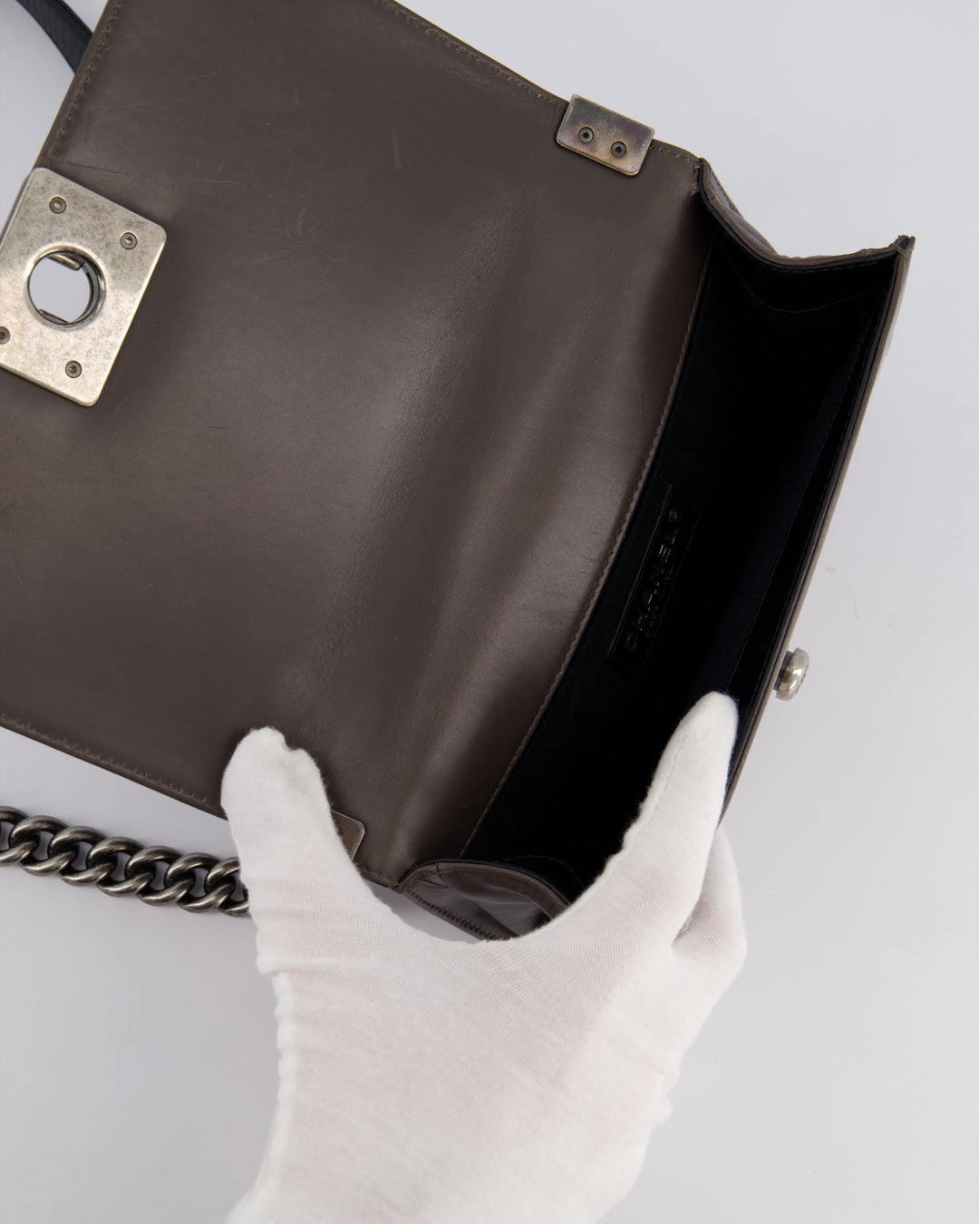 *FIRE PRICE* Chanel Brown and Black Small Boy Bag in Smooth Calfskin with Ruthenium Hardware