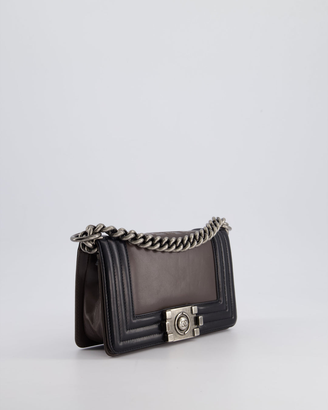 *FIRE PRICE* Top Quality Chanel Brown and Black Small Boy Bag in Smooth Calfskin with Ruthenium Hardware