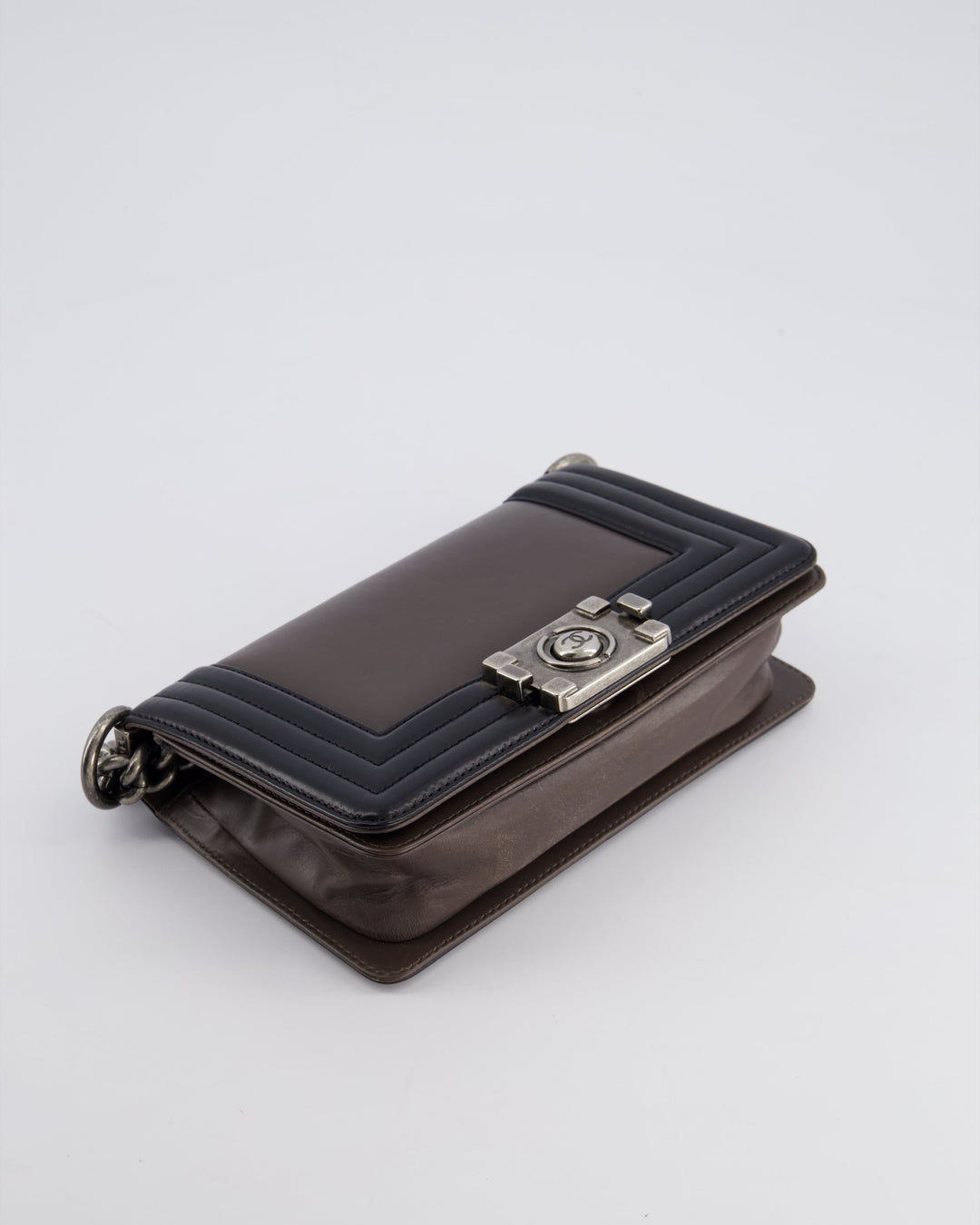 *FIRE PRICE* Top Quality Chanel Brown and Black Small Boy Bag in Smooth Calfskin with Ruthenium Hardware
