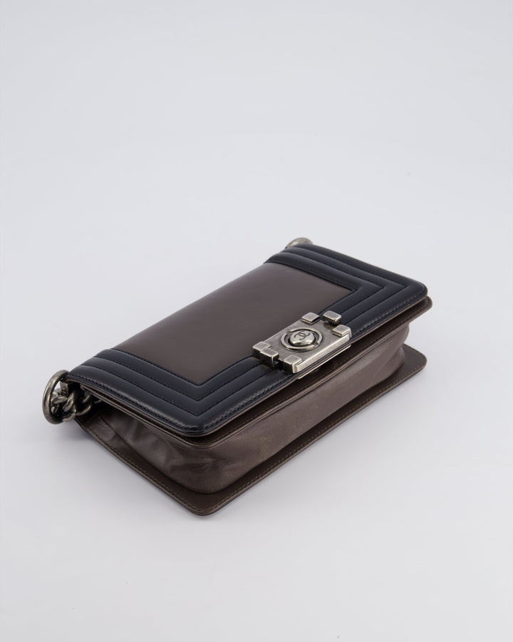 *FIRE PRICE* Top Quality Chanel Brown and Black Small Boy Bag in Smooth Calfskin with Ruthenium Hardware