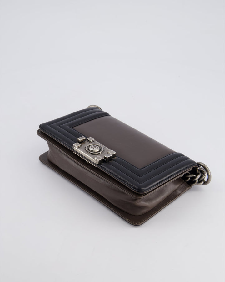 *FIRE PRICE* Top Quality Chanel Brown and Black Small Boy Bag in Smooth Calfskin with Ruthenium Hardware