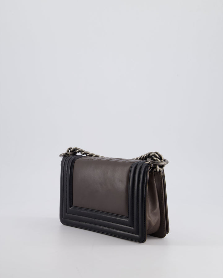 *FIRE PRICE* Top Quality Chanel Brown and Black Small Boy Bag in Smooth Calfskin with Ruthenium Hardware
