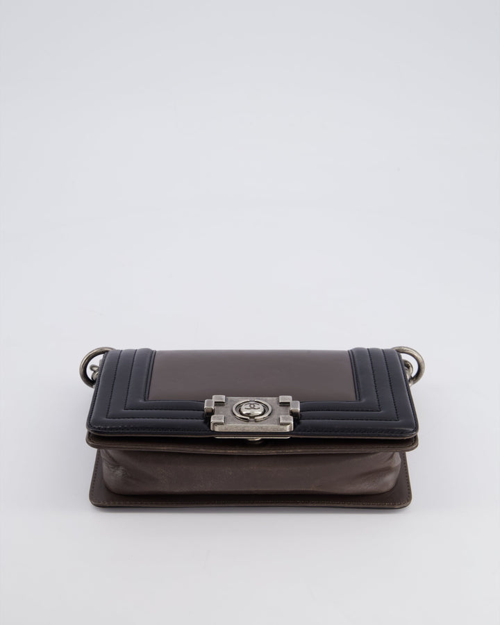 *FIRE PRICE* Top Quality Chanel Brown and Black Small Boy Bag in Smooth Calfskin with Ruthenium Hardware