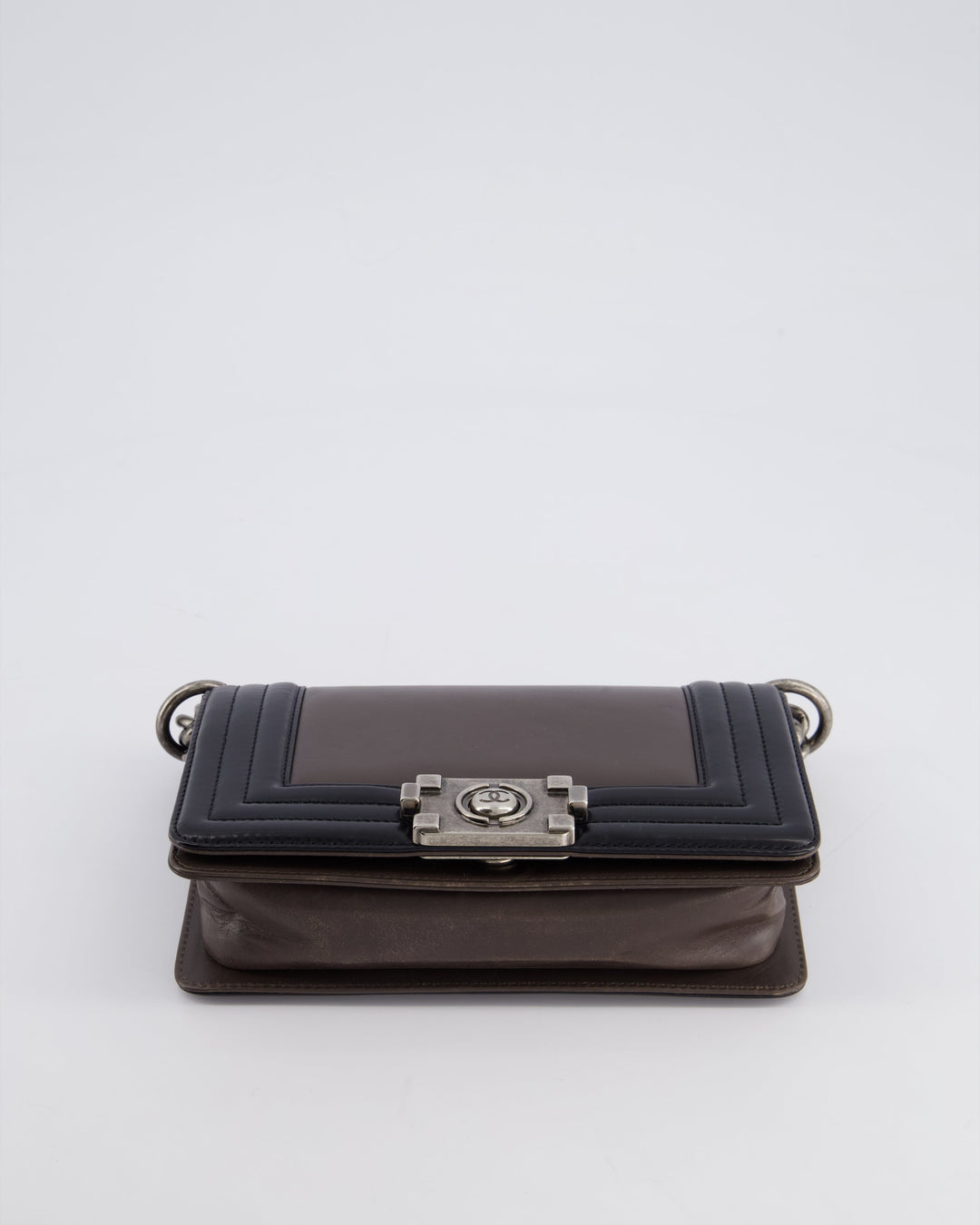 *FIRE PRICE* Chanel Brown and Black Small Boy Bag in Smooth Calfskin with Ruthenium Hardware