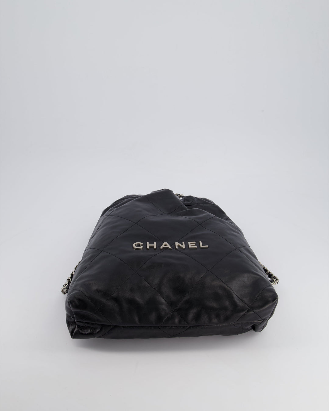 *FIRE PRICE* Top Quality Chanel 22 Small Backpack Bag in Black Shiny Calfskin with Brushed Silver Hardware