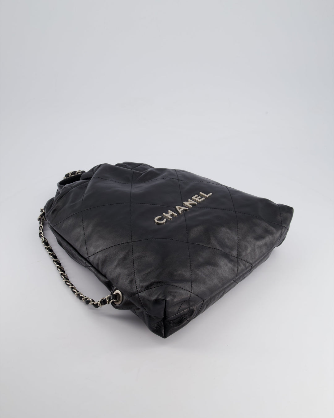 *FIRE PRICE* Top Quality Chanel 22 Small Backpack Bag in Black Shiny Calfskin with Brushed Silver Hardware