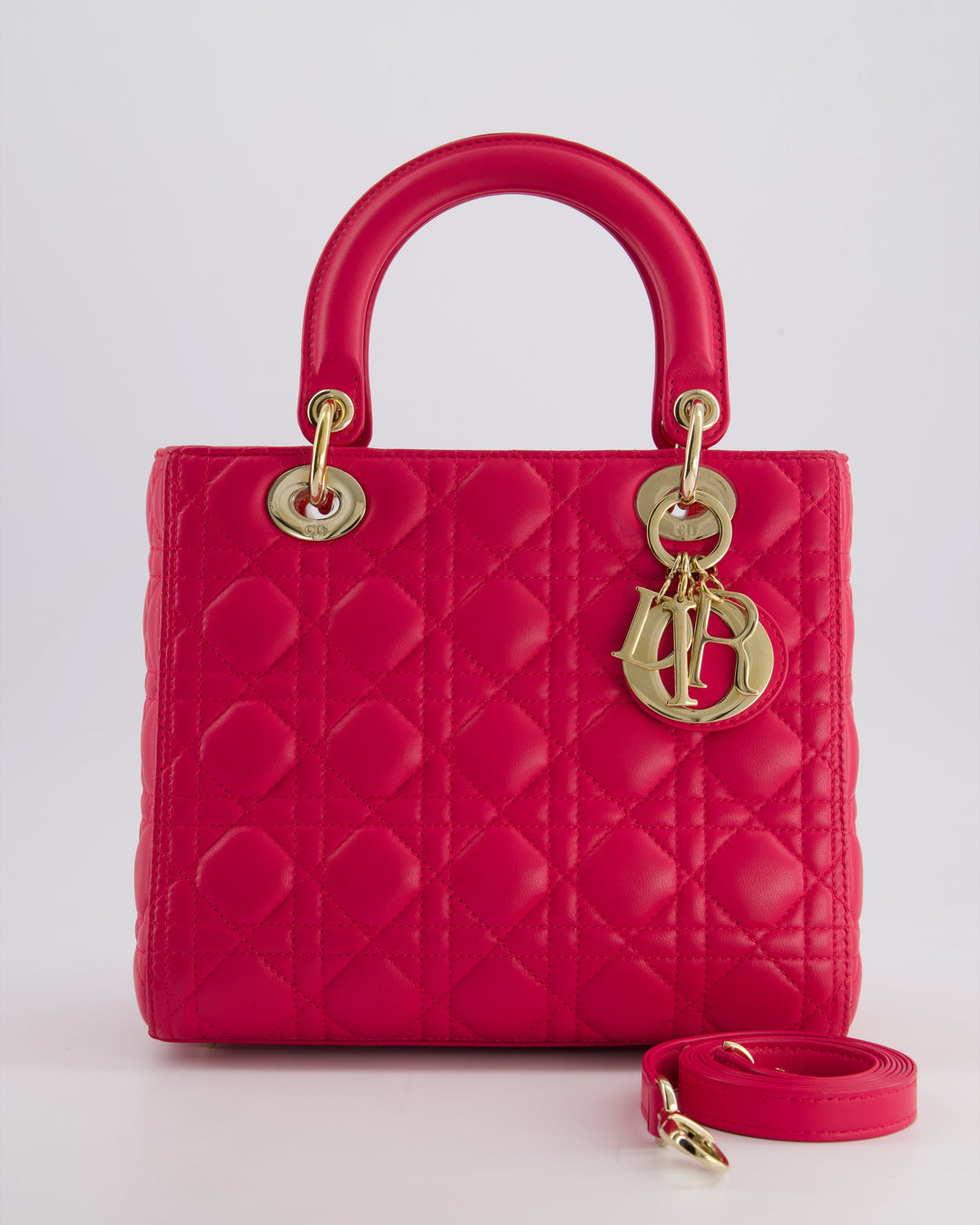 *FIRE PRICE* Christian Dior Hot Pink Lady Dior Bag in Cannage Lambskin with Silver Hardware RRP ¬£5,300