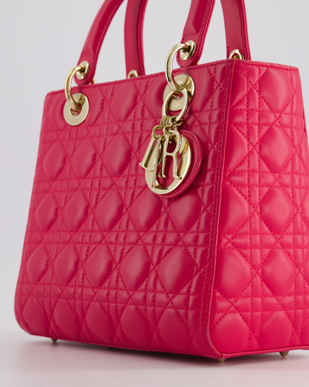 *FIRE PRICE* Christian Dior Hot Pink Lady Dior Bag in Cannage Lambskin with Silver Hardware RRP ¬£5,300