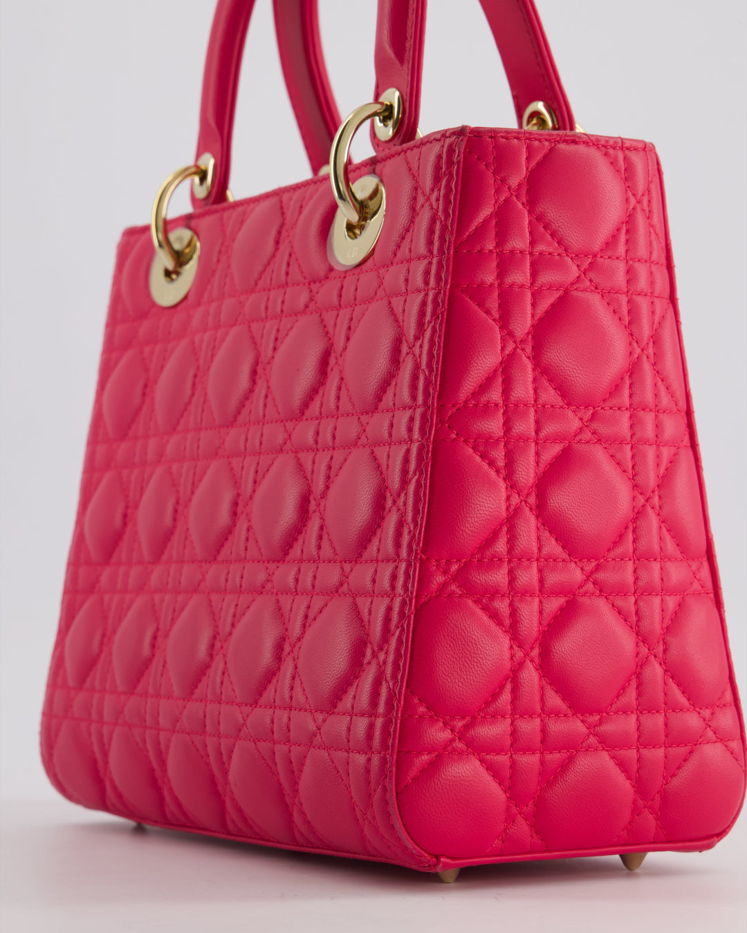 *FIRE PRICE* Christian Dior Hot Pink Lady Dior Bag in Cannage Lambskin with Silver Hardware RRP ¬£5,300