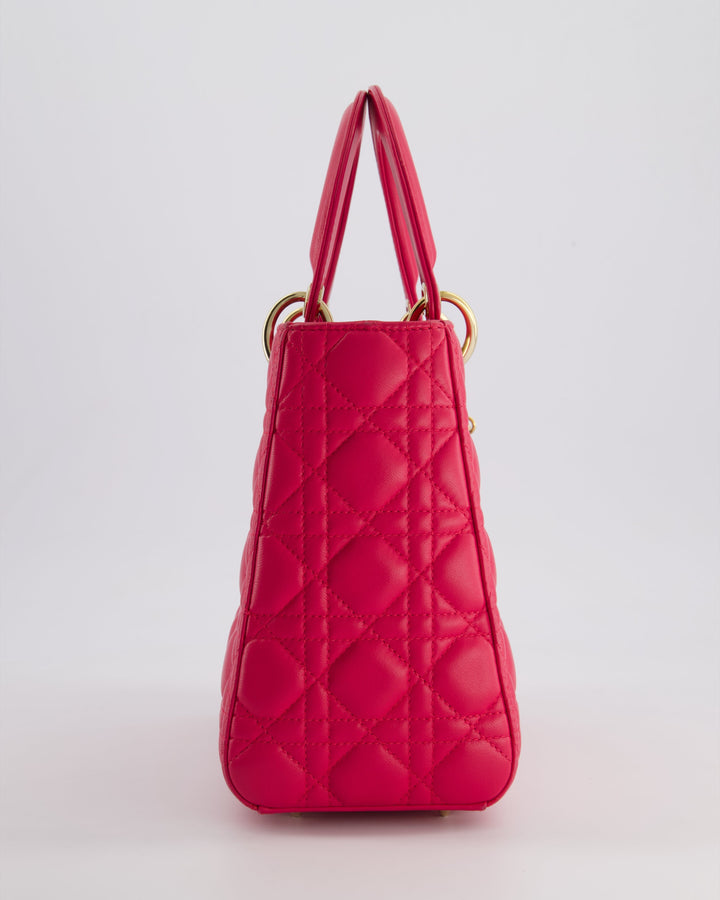 *FIRE PRICE* Christian Dior Hot Pink Lady Dior Bag in Cannage Lambskin with Silver Hardware RRP ¬£5,300