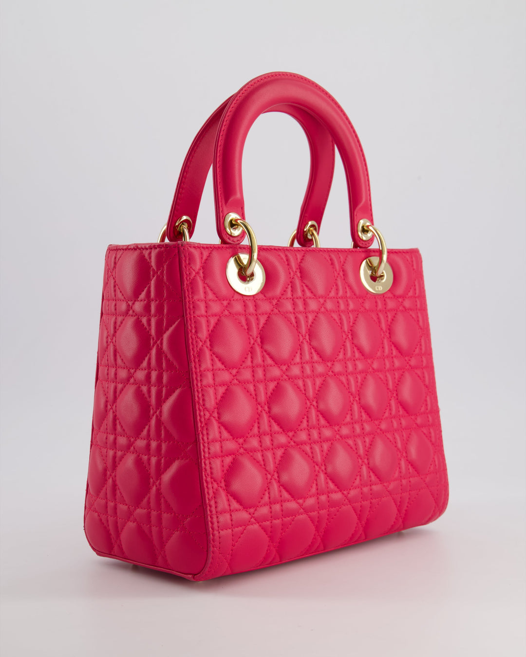 *FIRE PRICE* Christian Dior Hot Pink Lady Dior Bag in Cannage Lambskin with Silver Hardware RRP ¬£5,300