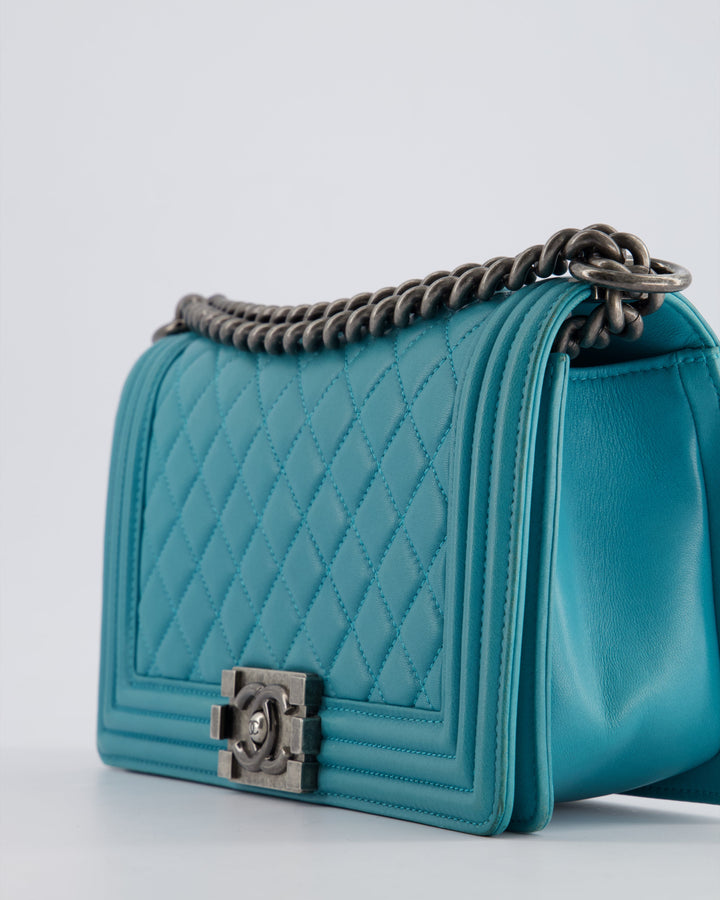 *FIRE PRICE* Top Quality Chanel Teal Medium Boy Bag in Lambskin Leather with Ruthenium Hardware