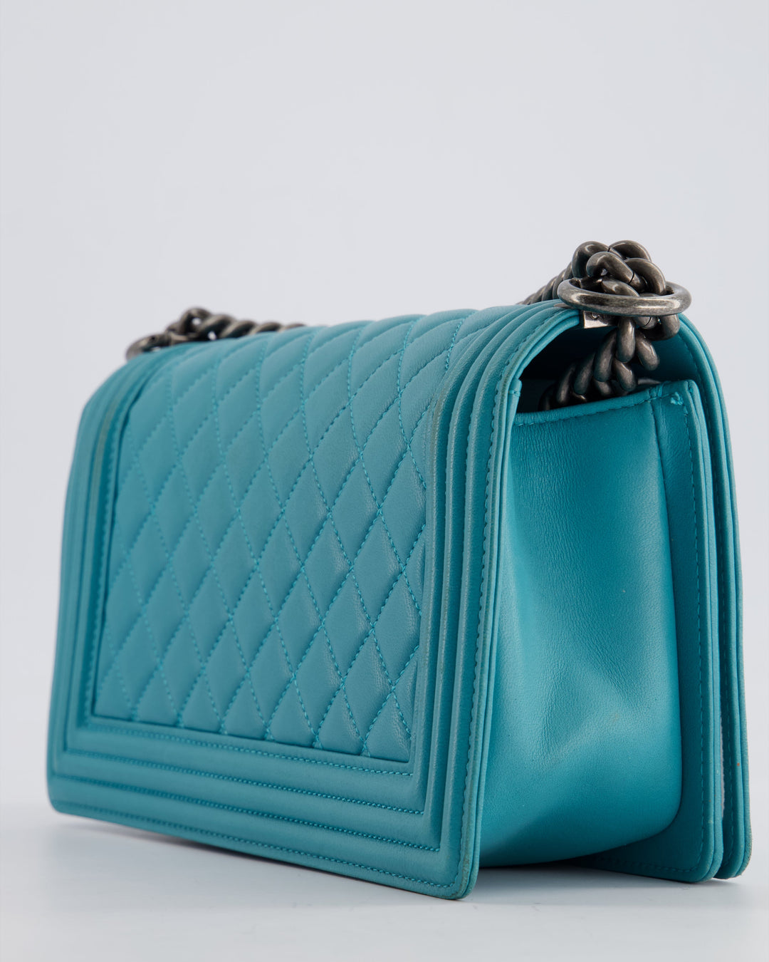 *FIRE PRICE* Top Quality Chanel Teal Medium Boy Bag in Lambskin Leather with Ruthenium Hardware