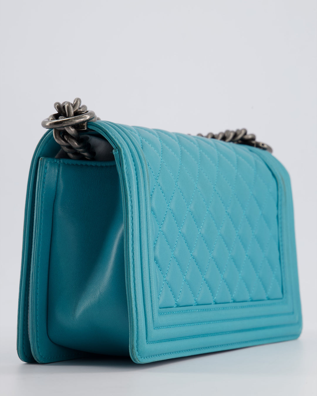 *FIRE PRICE* Top Quality Chanel Teal Medium Boy Bag in Lambskin Leather with Ruthenium Hardware