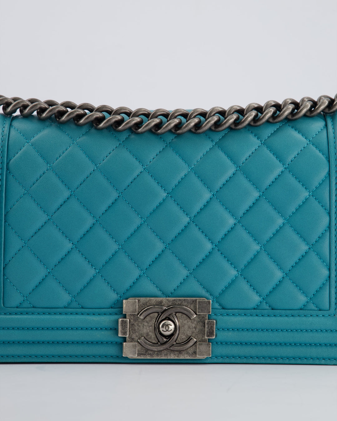 *FIRE PRICE* Top Quality Chanel Teal Medium Boy Bag in Lambskin Leather with Ruthenium Hardware