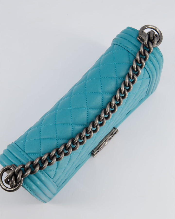 *FIRE PRICE* Top Quality Chanel Teal Medium Boy Bag in Lambskin Leather with Ruthenium Hardware