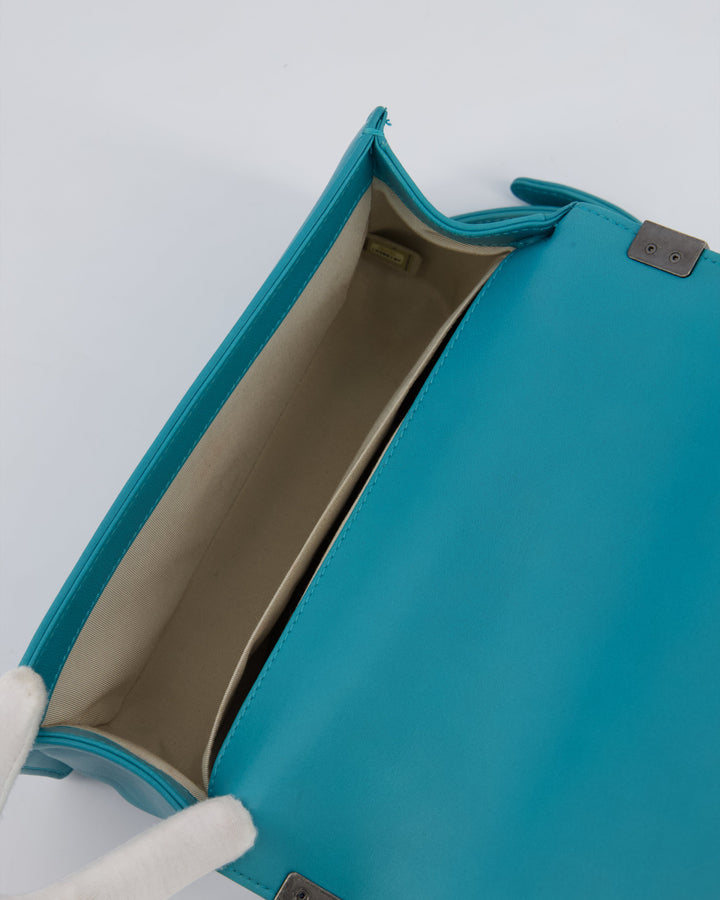*FIRE PRICE* Top Quality Chanel Teal Medium Boy Bag in Lambskin Leather with Ruthenium Hardware