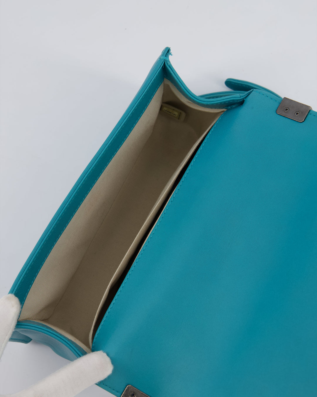 *FIRE PRICE* Chanel Teal Medium Boy Bag in Lambskin Leather with Ruthenium Hardware