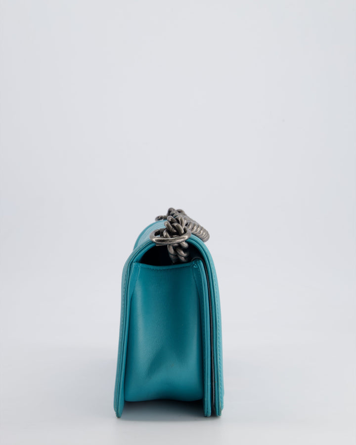 *FIRE PRICE* Top Quality Chanel Teal Medium Boy Bag in Lambskin Leather with Ruthenium Hardware