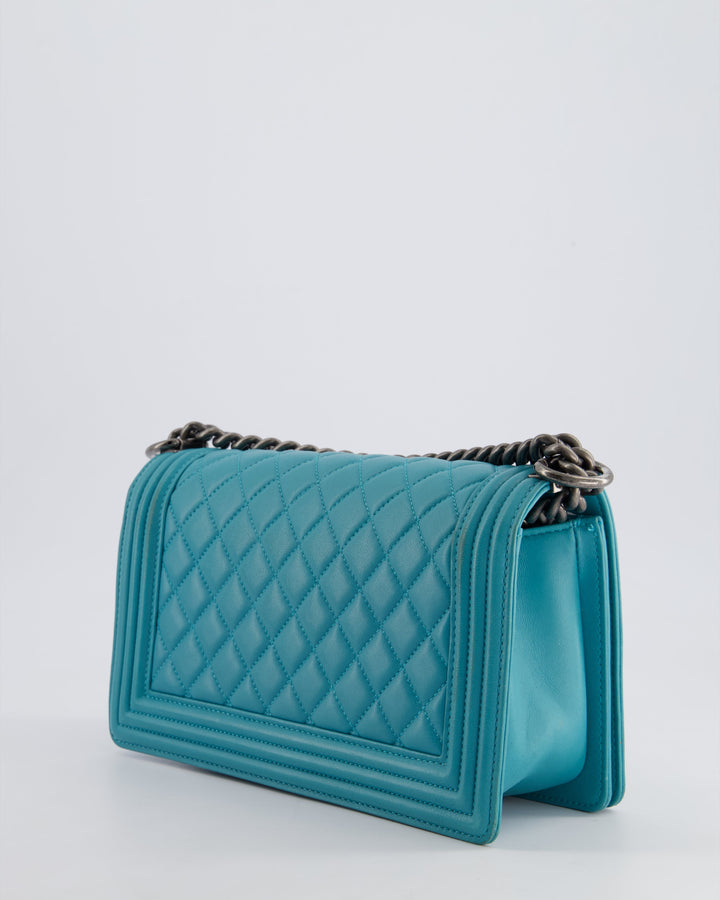 *FIRE PRICE* Top Quality Chanel Teal Medium Boy Bag in Lambskin Leather with Ruthenium Hardware
