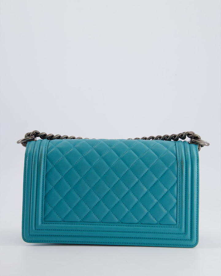 *FIRE PRICE* Top Quality Chanel Teal Medium Boy Bag in Lambskin Leather with Ruthenium Hardware