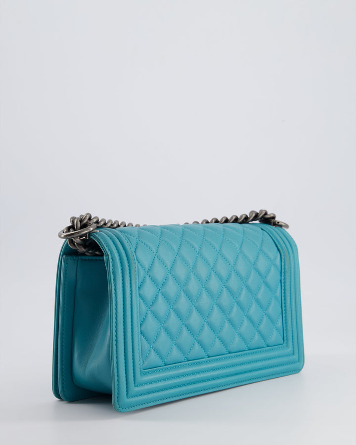*FIRE PRICE* Top Quality Chanel Teal Medium Boy Bag in Lambskin Leather with Ruthenium Hardware