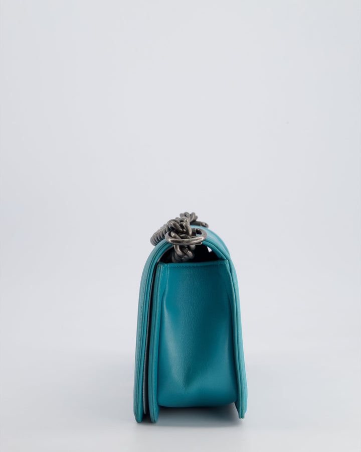 *FIRE PRICE* Top Quality Chanel Teal Medium Boy Bag in Lambskin Leather with Ruthenium Hardware