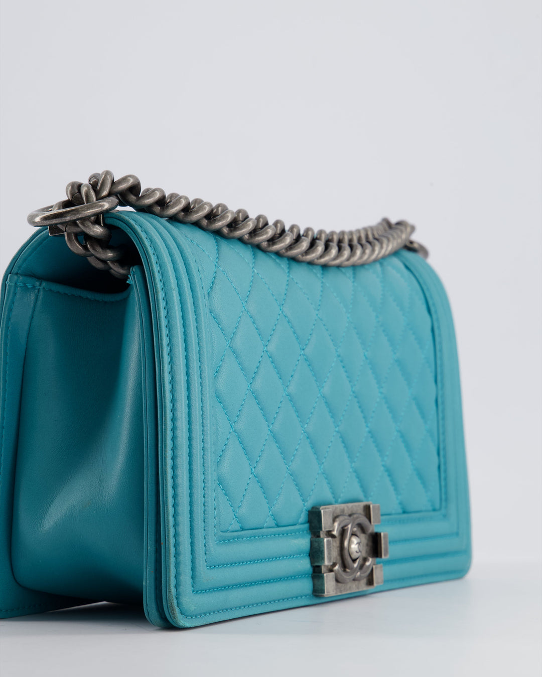 *FIRE PRICE* Top Quality Chanel Teal Medium Boy Bag in Lambskin Leather with Ruthenium Hardware