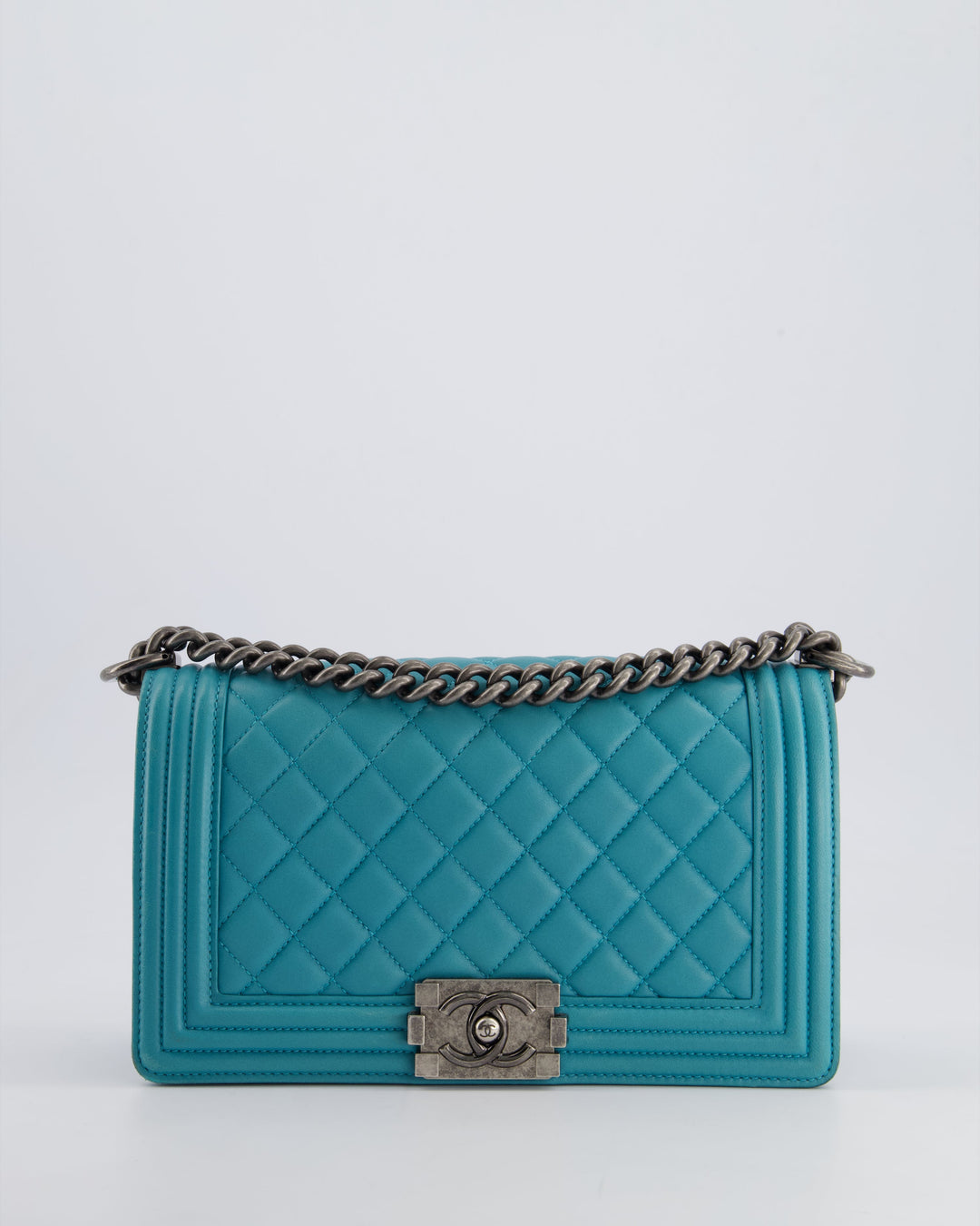 *FIRE PRICE* Chanel Teal Medium Boy Bag in Lambskin Leather with Ruthenium Hardware
