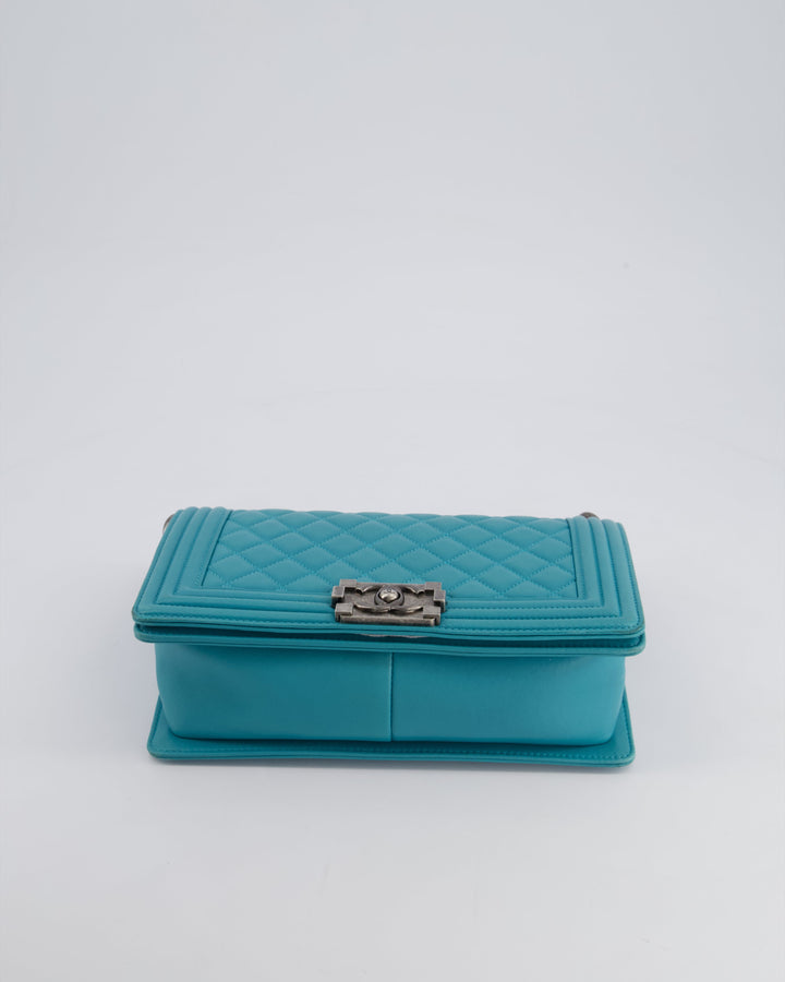 *FIRE PRICE* Top Quality Chanel Teal Medium Boy Bag in Lambskin Leather with Ruthenium Hardware